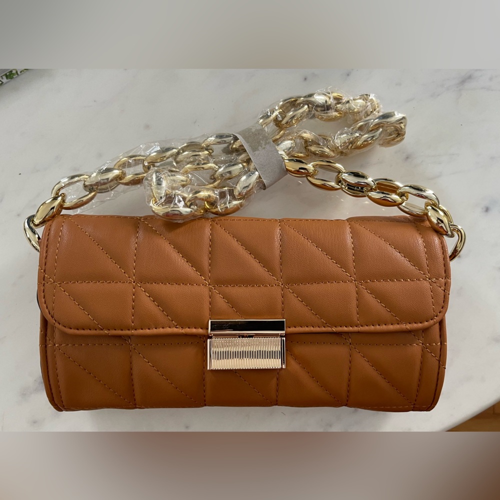 Tan clutch handbag